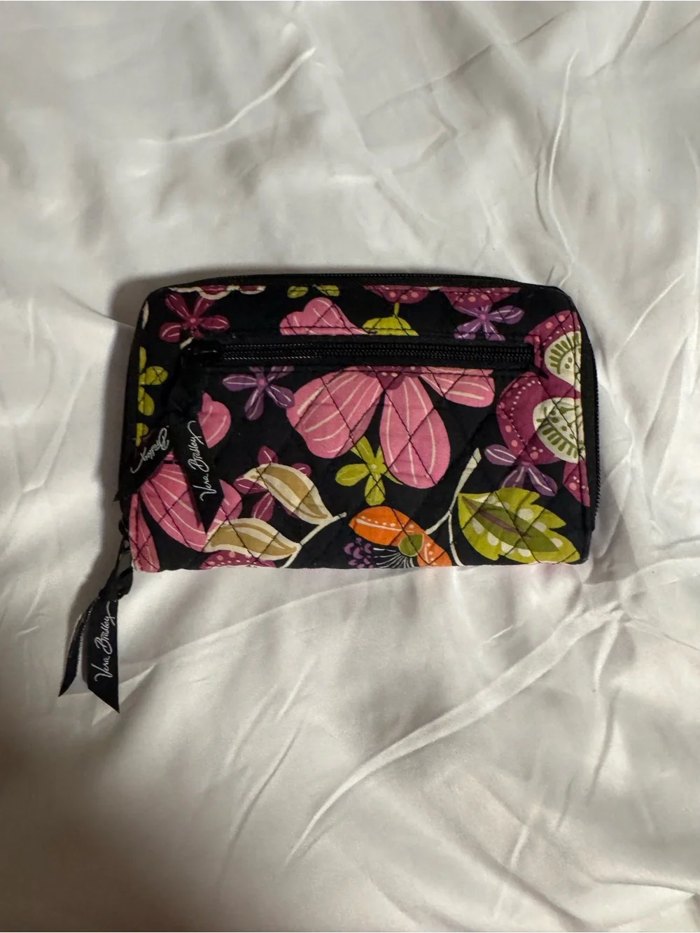 Vera Bradley Black Wallet with Pink Floral and Green Leaf Accents - Picture 6 of 6